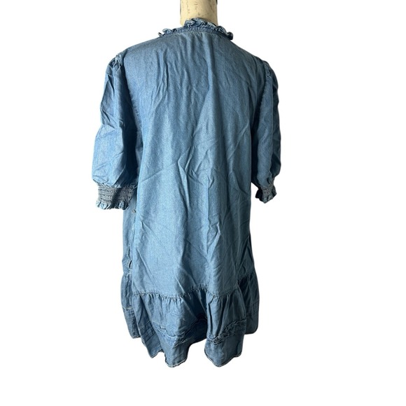 Lauren Ralph Lauren Denim‎ Puff-Sleeve Shirt Dress, Size 14 Jean Blue Pockets - Picture 3 of 5